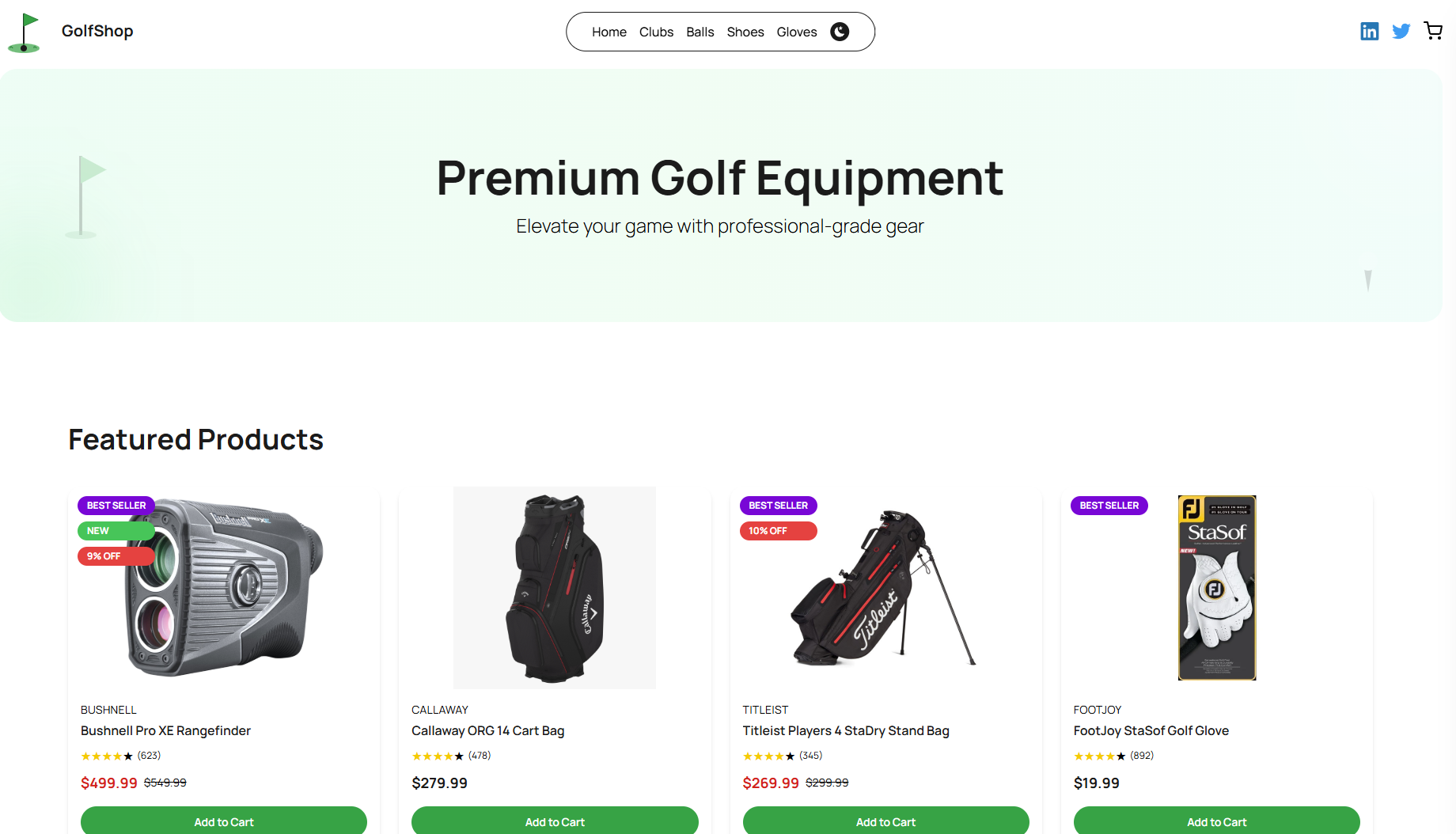 Golf Equipment E-Commerce